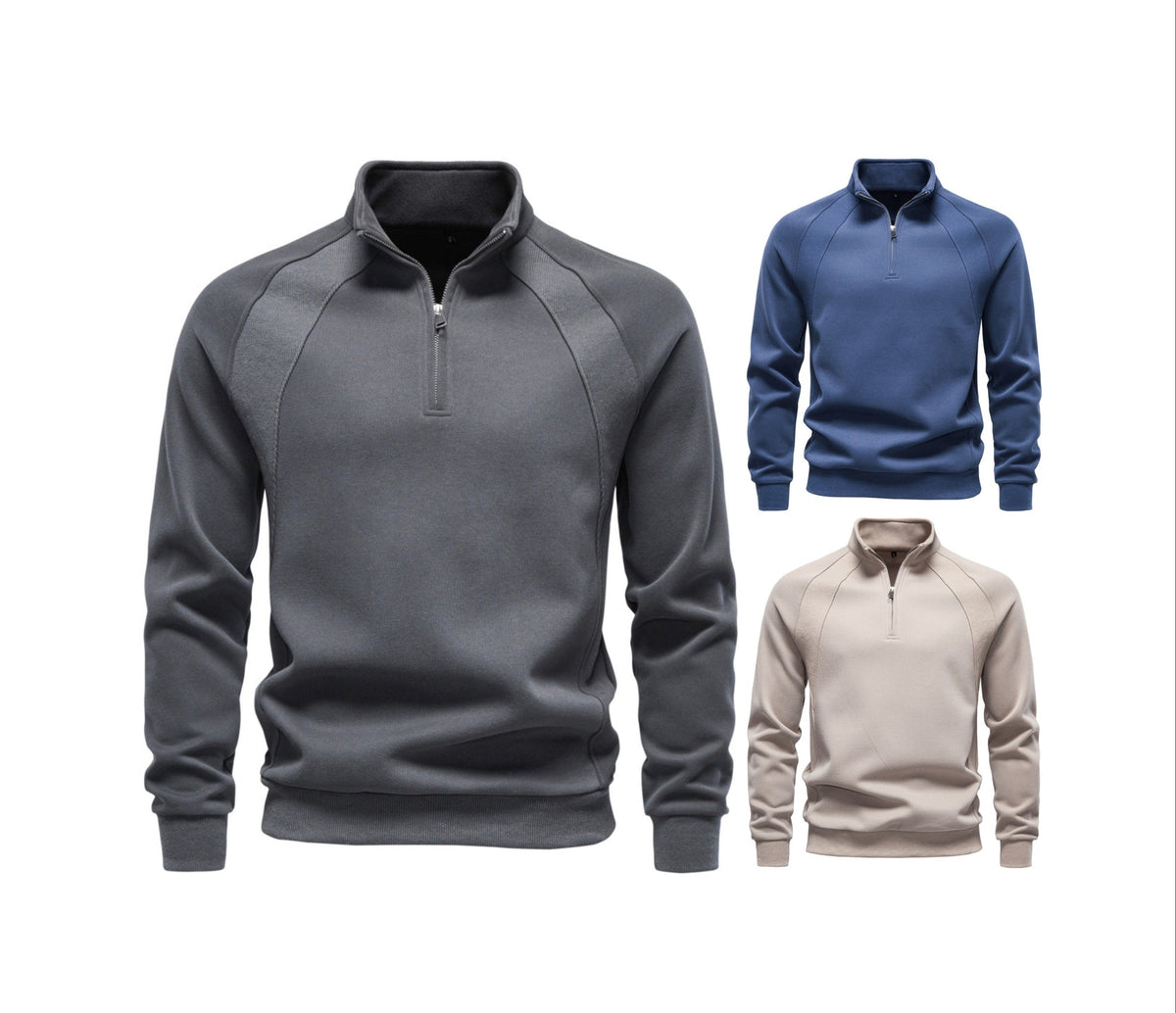 Men's Half-Zip Stand Collar Sweatshirt | 2026 Autumn Casual Pullover with Raglan Sleeves | Soft Cotton-Blend Fleece Top | HD3046