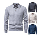 Men's Long Sleeve Knit Polo Sweater | 2026 Winter Business Casual Ribbed Pullover | Soft Warm Turtleneck Knitwear | YR8801