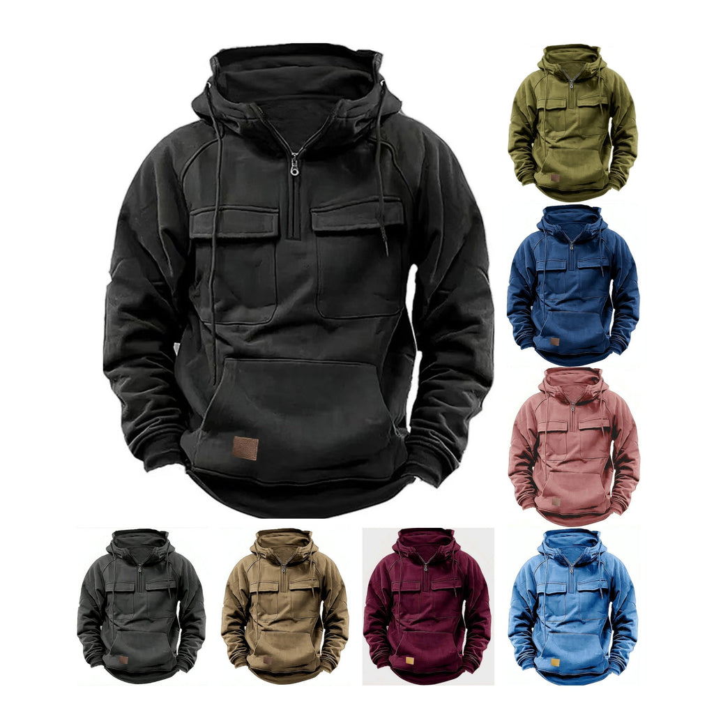Herren Retro Kapuzenpullover Einfarbig Langarm Hoodie für Herbst &amp; Winter | AL74 