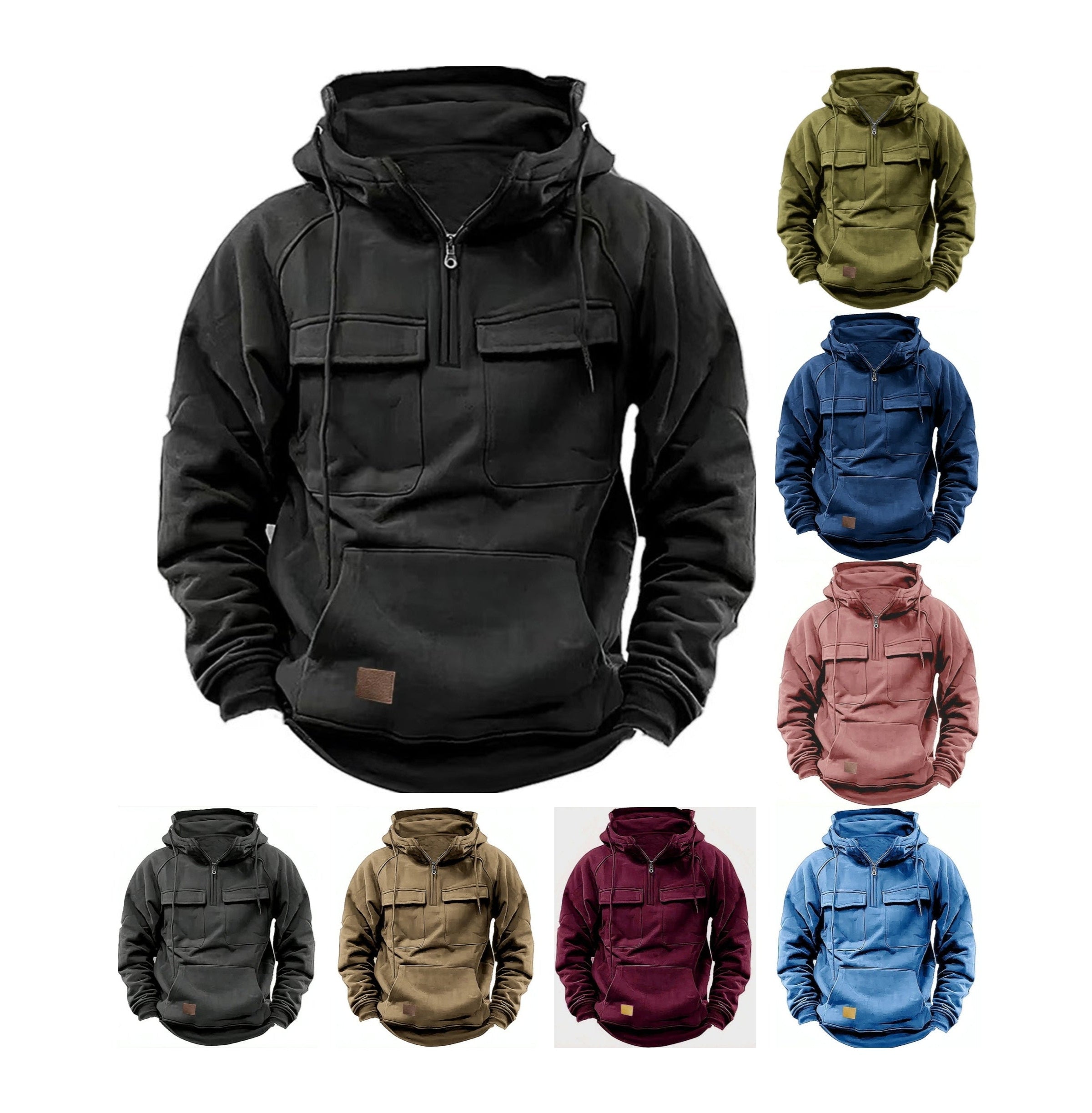 Herren Retro Kapuzenpullover Einfarbig Langarm Hoodie für Herbst &amp; Winter | AL74 