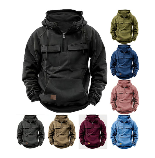 Herren Retro Kapuzenpullover Einfarbig Langarm Hoodie für Herbst &amp; Winter | AL74 
