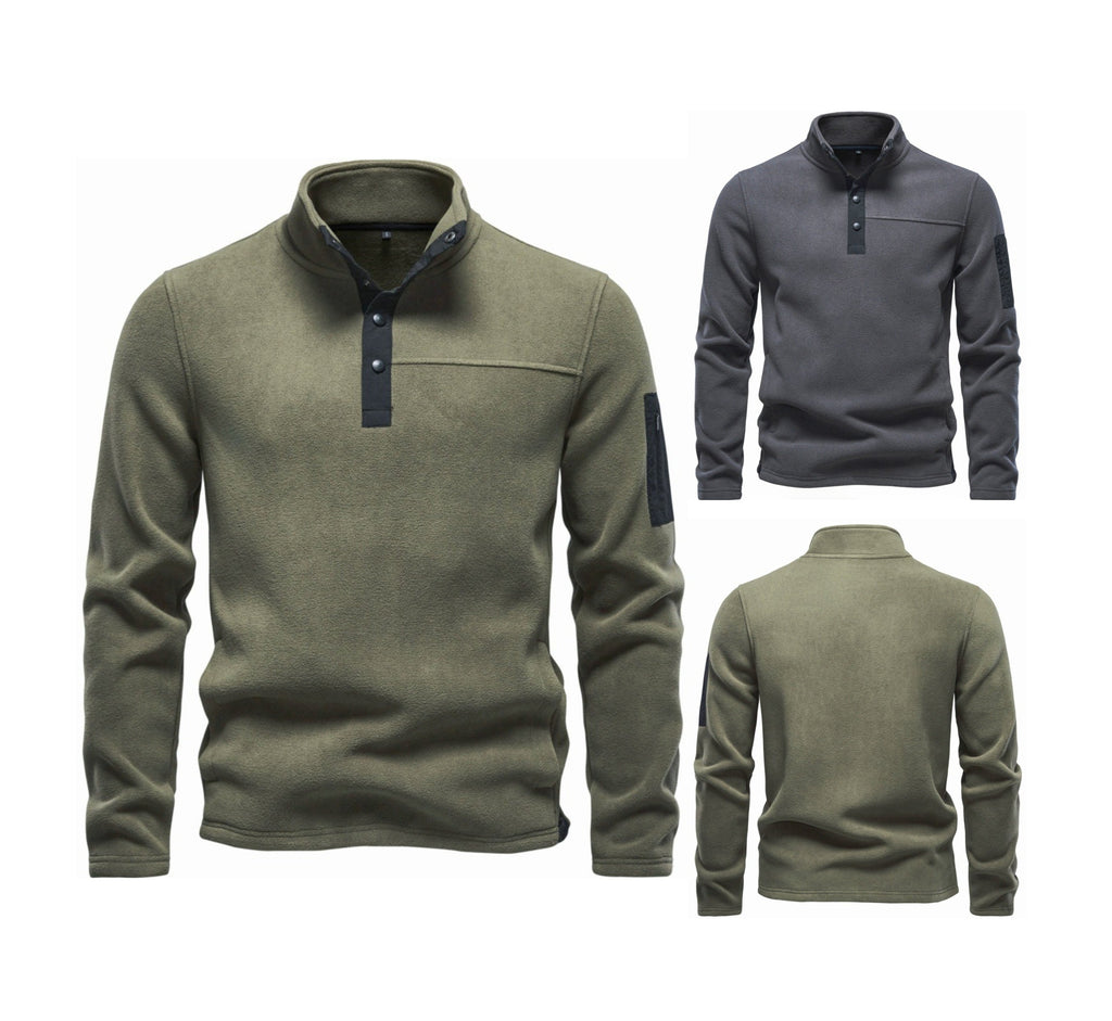 Men's Fleece-Lined Thermal Sweatshirt 2026 Autumn Outdoor Pullover Warm Sherpa Soft Top with Stand Collar