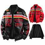 F1 Heavy Embroidery PU Leather Jacket | Unisex Fleece-Lined Racing Coat Waterproof Windproof Streetwear