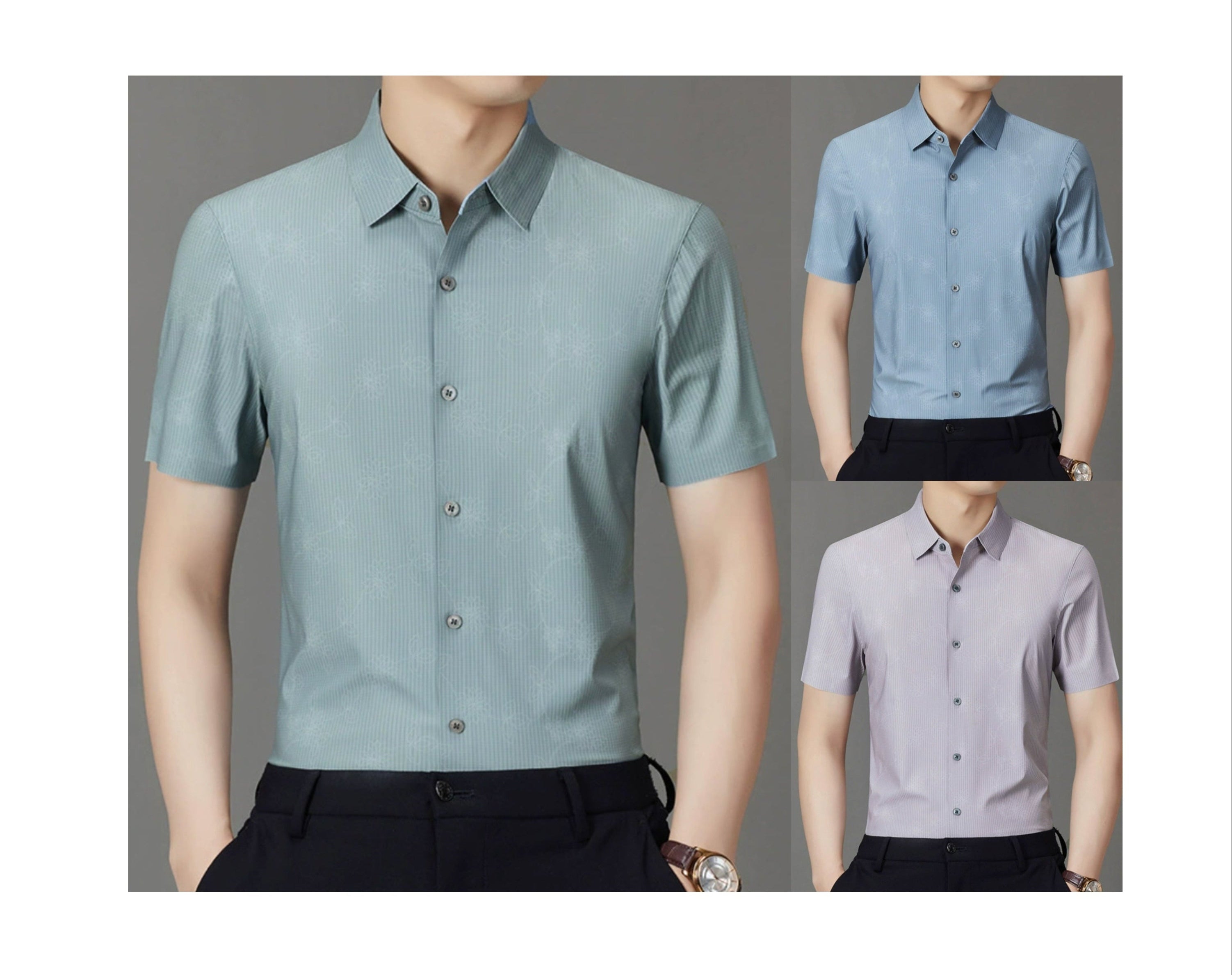 Herren Sommer Jacquard Strickcardigan – Leichtes &amp; Atmungsaktives Kurzarmshirt | 2568 