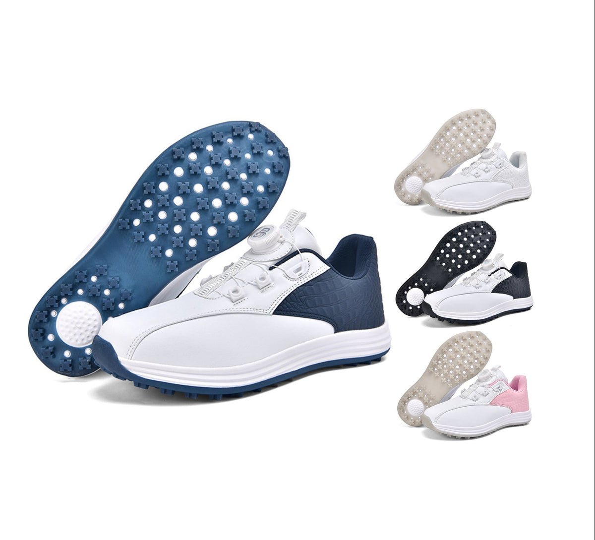 Packard Golf Shoes with Rotating Buckle | Anti-Slip Spiked Golf Madison Trainers | Breathable Microfiber Athletic Boots