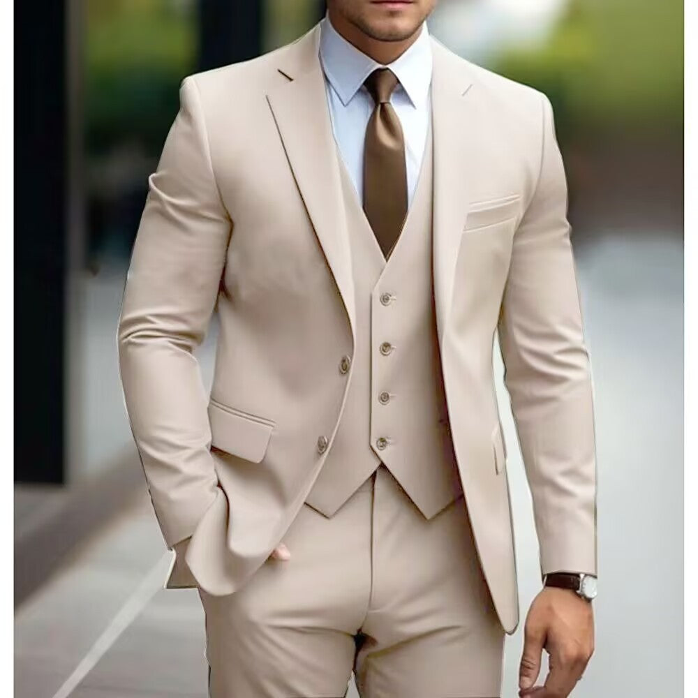 2026 Men‘s 3-Piece Suit Set | Loose Fit Wedding & Business Suit for Big & Tall Gentlemen | Cross-Border Formal Wear | SBT003