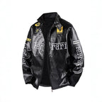 PU Leather Moto Jacket | F1 Racing Style Padded Biker Coat Waterproof Windproof Streetwear