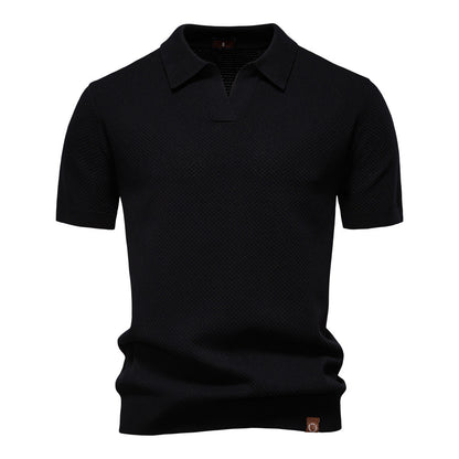 Herren-Poloshirt mit Ananas-Strickstruktur – 2025 Sommer-Kurzarmshirt mit entspannter Passform | PSD8025