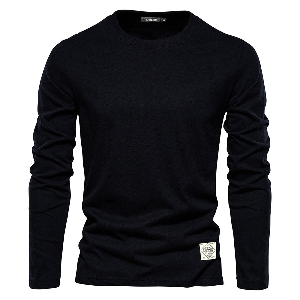 Lässiger Slim Fit Pullover für Herren, einfarbig, Langarm-T-Shirt | 2301 