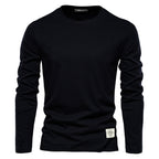Lässiger Slim Fit Pullover für Herren, einfarbig, Langarm-T-Shirt | 2301 