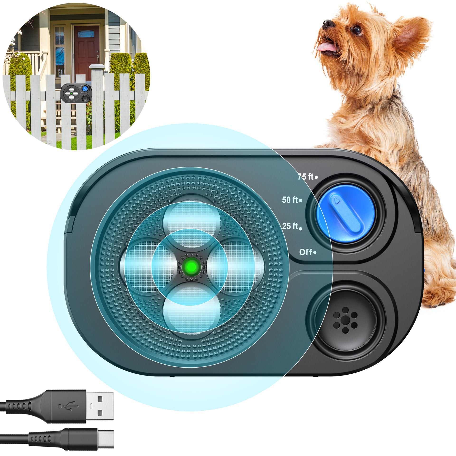 MODUS Automatic Ultrasonic Bark Deterrent New Safe Anti-Barking Device for Indoor & Outdoor Long-Range Humane Dog Trainer