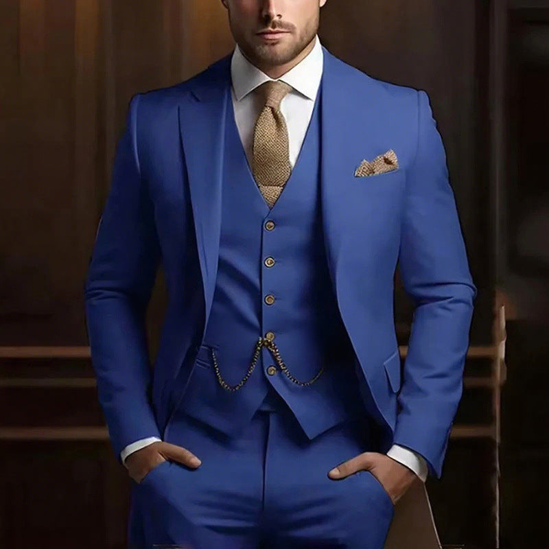 Premium 3-Piece Suit Set | Men’s Wedding & Banquet Suit with Vest | Tailored Fit Formal Wear in 20 Colors