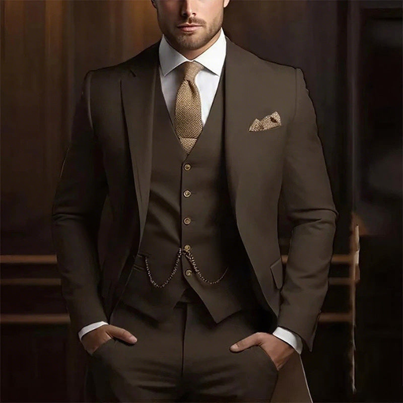 Premium 3-Piece Suit Set | Men’s Wedding & Banquet Suit with Vest | Tailored Fit Formal Wear in 20 Colors
