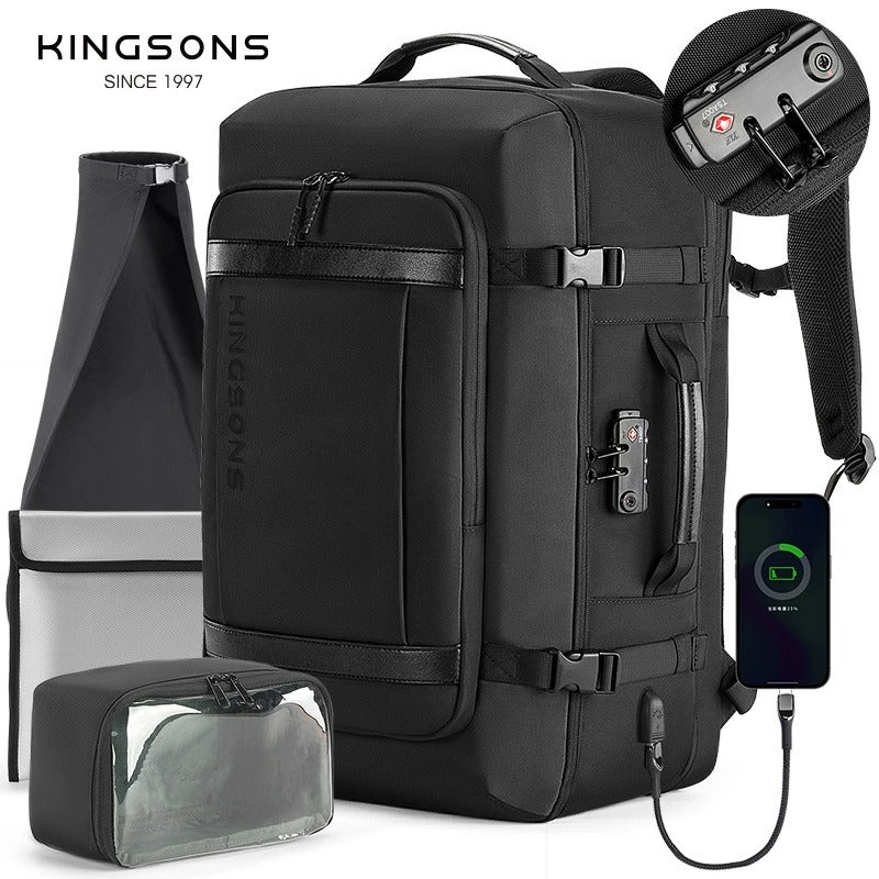 Kingsons Reiserucksack – Erweiterbare 35L/45L Laptop- &amp; USB-Ladetasche | 3264 