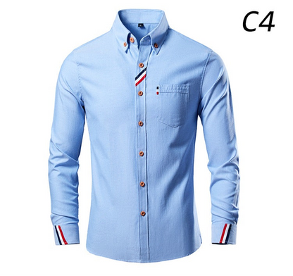 Chemise à manches longues décontractée pour homme, couleur unie, coupe slim 