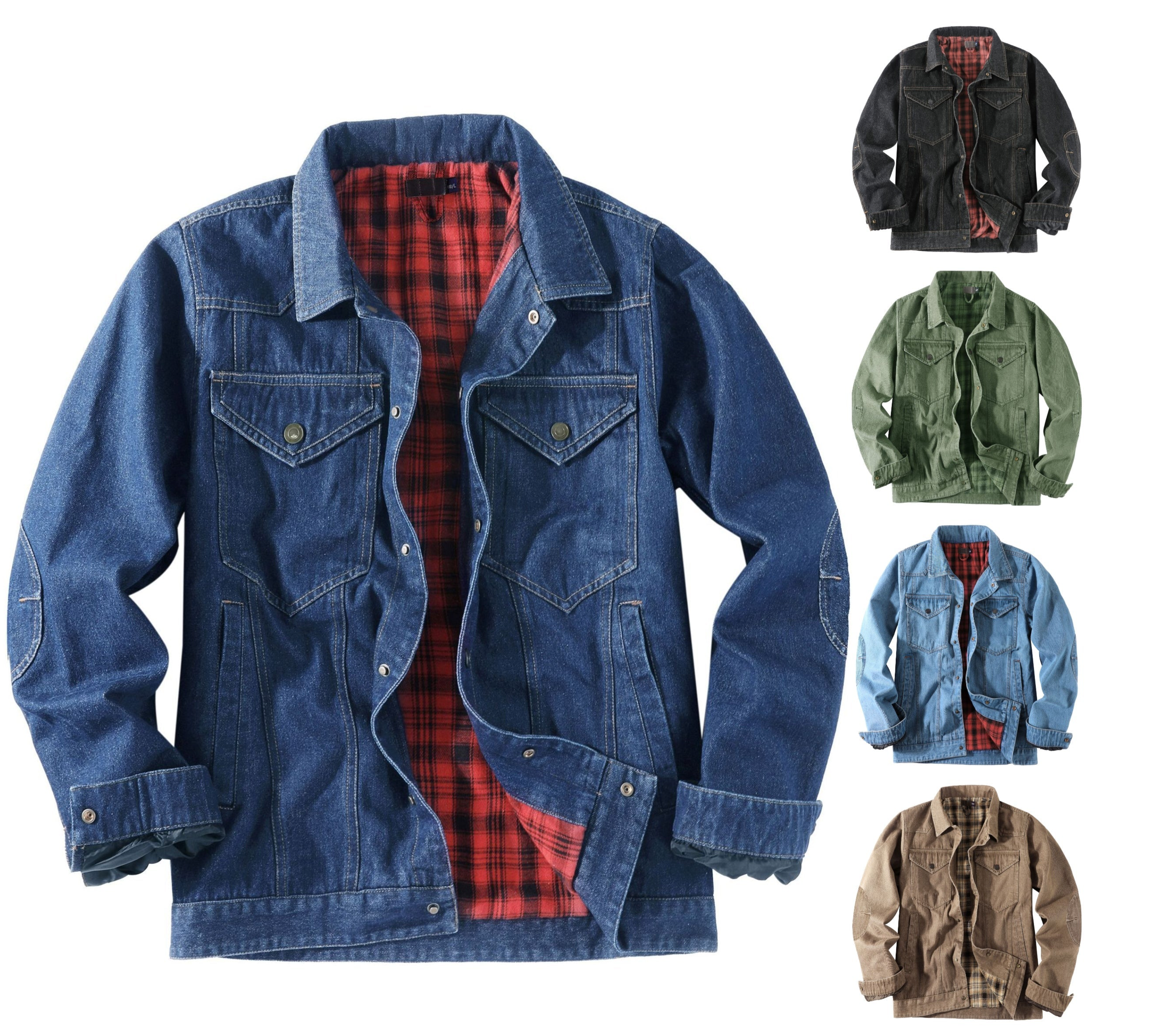 Herren-Truckerjacke im Western-Karo-Flanell-Stil in großer Größe, lässige Jeans-Oberbekleidungsjacke | 3270 