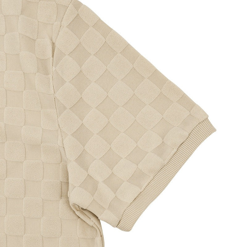 Trendiges Herren-Poloshirt mit Schachbrettmuster und passenden Shorts, zweiteiliges Sommer-Outfit-Set | CW-25