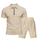 Trendiges Herren-Poloshirt mit Schachbrettmuster und passenden Shorts, zweiteiliges Sommer-Outfit-Set | CW-25