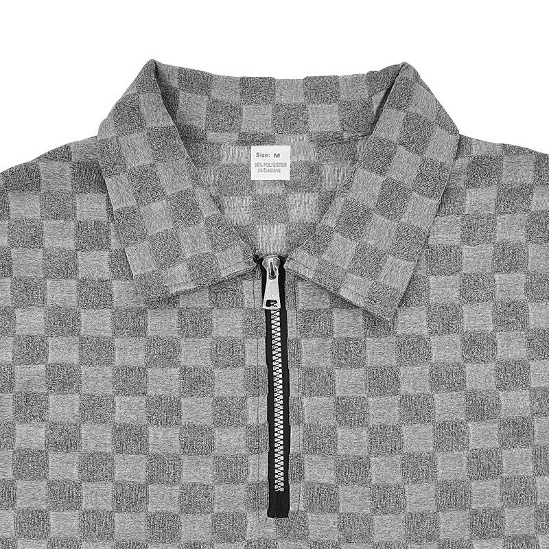 Trendiges Herren-Poloshirt mit Schachbrettmuster und passenden Shorts, zweiteiliges Sommer-Outfit-Set | CW-25