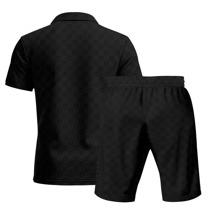 Trendiges Herren-Poloshirt mit Schachbrettmuster und passenden Shorts, zweiteiliges Sommer-Outfit-Set | CW-25