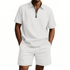 Trendiges Herren-Poloshirt mit Schachbrettmuster und passenden Shorts, zweiteiliges Sommer-Outfit-Set | CW-25