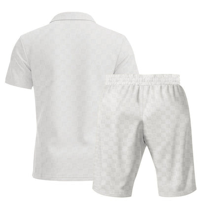 Trendiges Herren-Poloshirt mit Schachbrettmuster und passenden Shorts, zweiteiliges Sommer-Outfit-Set | CW-25