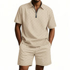 Trendiges Herren-Poloshirt mit Schachbrettmuster und passenden Shorts, zweiteiliges Sommer-Outfit-Set | CW-25