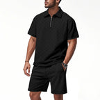 Trendiges Herren-Poloshirt mit Schachbrettmuster und passenden Shorts, zweiteiliges Sommer-Outfit-Set | CW-25