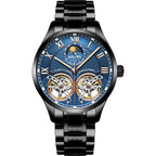 AIlang Automatic Watch | Dual Moon Phase & Calendar Men's Watch | Rose Gold/Steel Chronograph Business Watch | AL-8822