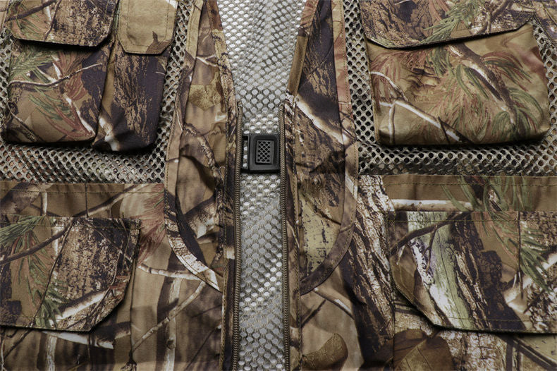 Herren Angelweste Mesh Ärmellos Multi-Tasche Reißverschluss Militär Jagdjacke | D210N738 