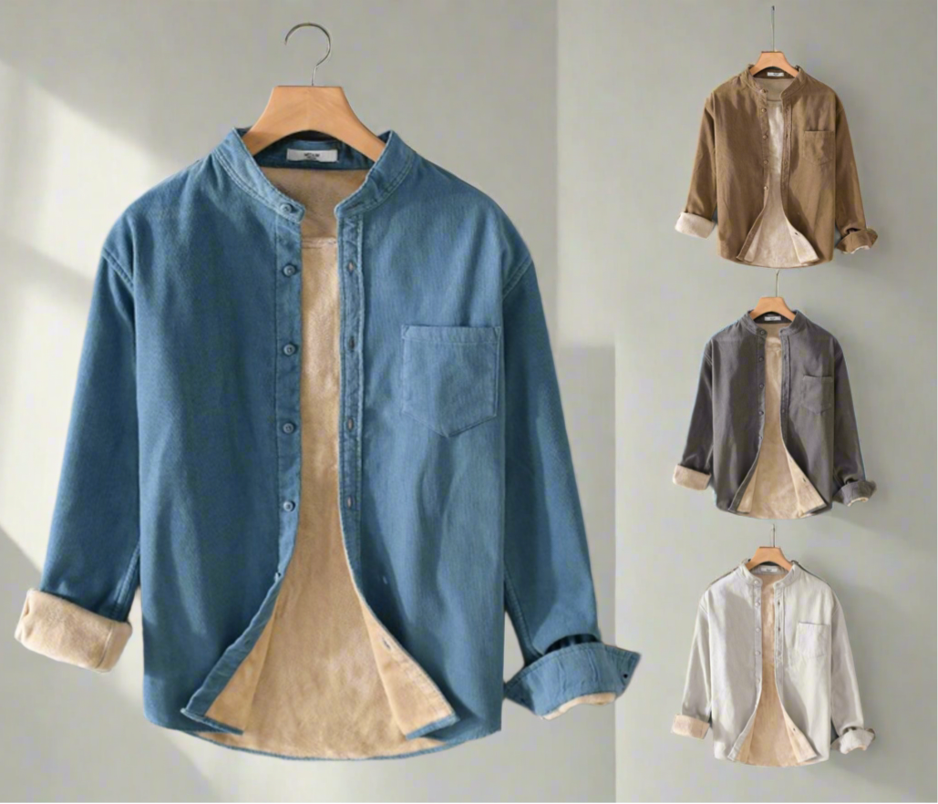 Winter Verdicktes Casual Vintage Stehkragen Cord Langarmhemd Samt Dicke Warme Oberteile | 9433 