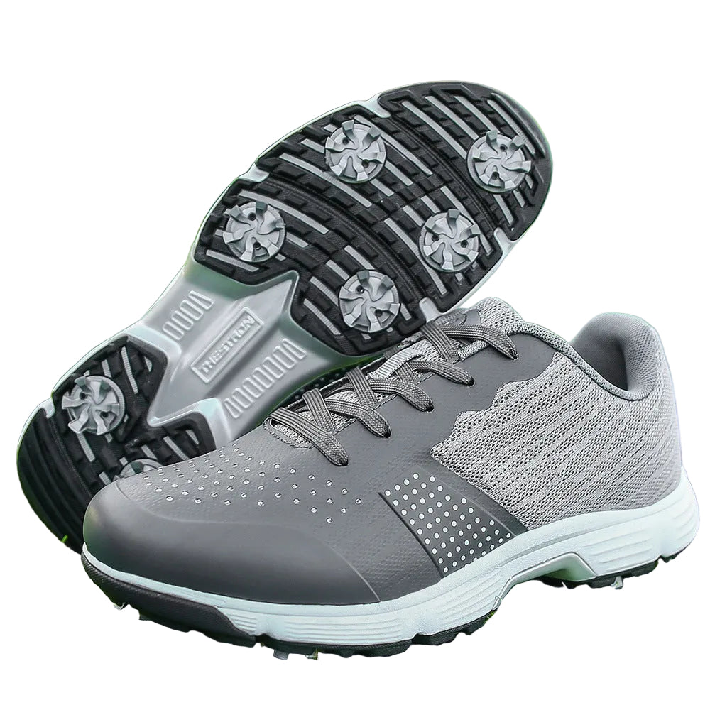 Men's Golf Shoes | Breathable Lace-Up Spiked Golf Sneakers | Lightweight & Durable Course Waterproof Trainers