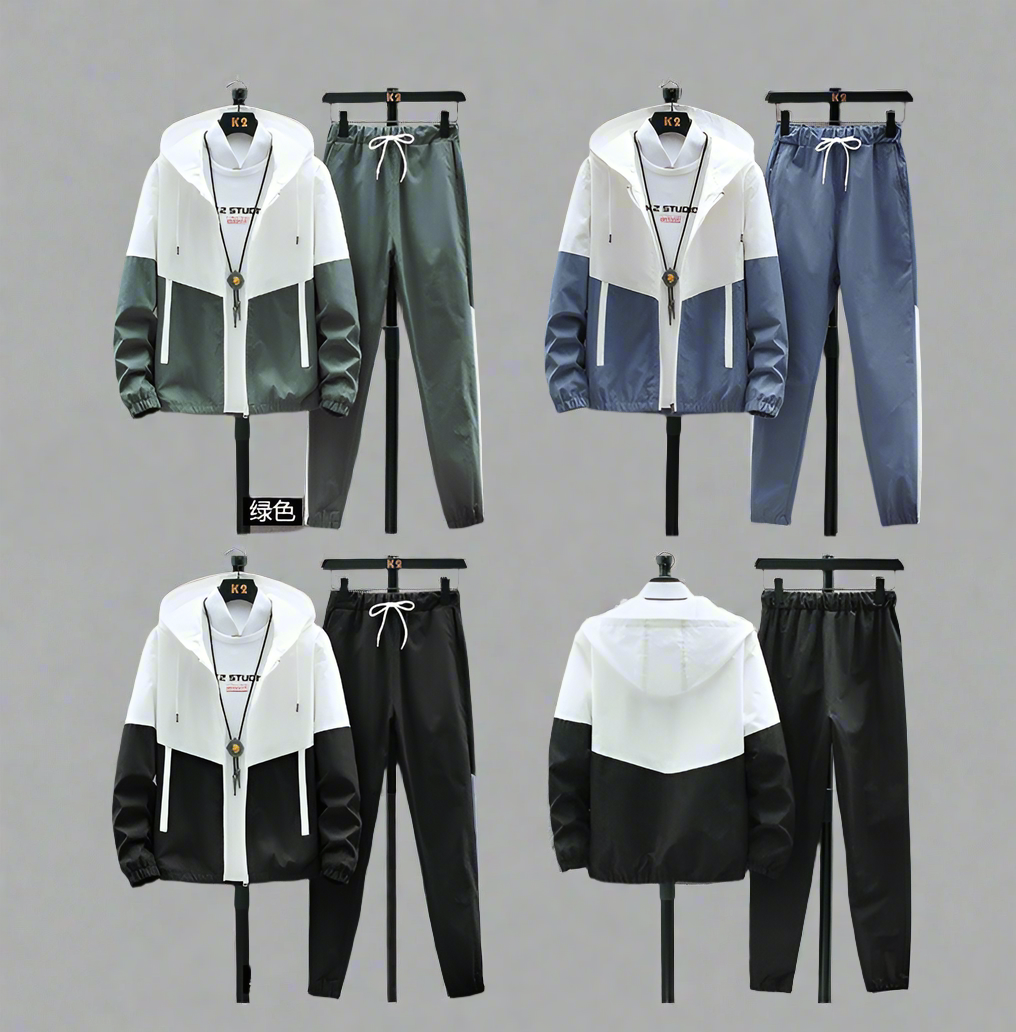 Herren Trainingsanzug Jogging Set 2-teilig Gym Fitness Winddicht Sweat Suit Jacken Set | TZ7801 