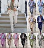 Herrenanzug-Set aus Leinen-Baumwoll-Mischgewebe im Slim-Fit – Einreihig, Frühlings- und leichte Business-Kleidung | 820 