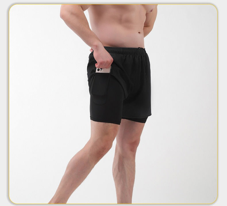 3/4-Laufshorts für Herren – schnelltrocknende, rutschfeste, doppellagige Gym- und Marathon-Shorts | DK22001&amp;WDK22001 