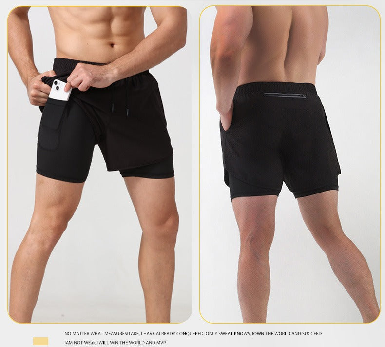 3/4-Laufshorts für Herren – schnelltrocknende, rutschfeste, doppellagige Gym- und Marathon-Shorts | DK22001&amp;WDK22001 