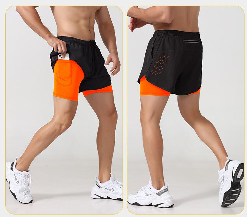 3/4-Laufshorts für Herren – schnelltrocknende, rutschfeste, doppellagige Gym- und Marathon-Shorts | DK22001&amp;WDK22001 