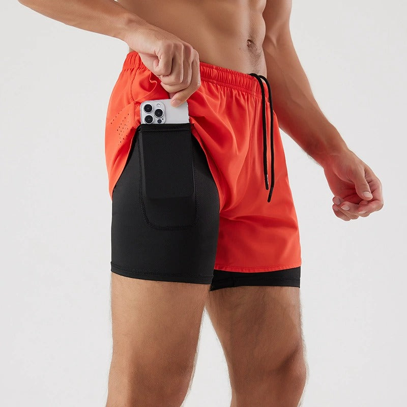 3/4-Laufshorts für Herren – schnelltrocknende, rutschfeste, doppellagige Gym- und Marathon-Shorts | DK22001&amp;WDK22001 