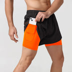 3/4-Laufshorts für Herren – schnelltrocknende, rutschfeste, doppellagige Gym- und Marathon-Shorts | DK22001&amp;WDK22001 