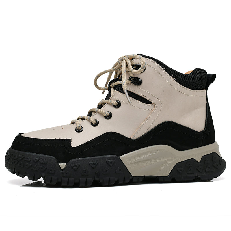 Herren-Arbeitsstiefel aus echtem Leder, Outdoor-Sicherheitsstiefel mit dicker Sohle | 6015 