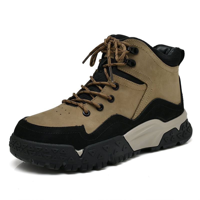 Herren-Arbeitsstiefel aus echtem Leder, Outdoor-Sicherheitsstiefel mit dicker Sohle | 6015 