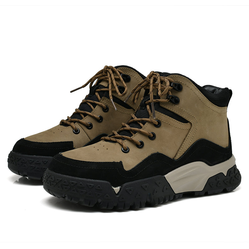 Herren-Arbeitsstiefel aus echtem Leder, Outdoor-Sicherheitsstiefel mit dicker Sohle | 6015 
