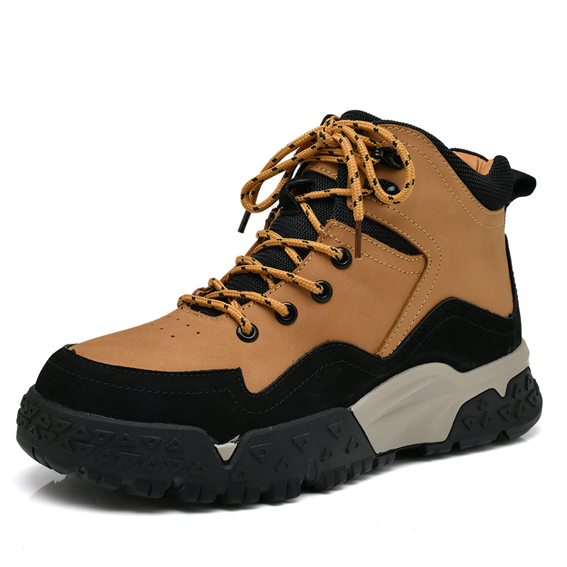 Herren-Arbeitsstiefel aus echtem Leder, Outdoor-Sicherheitsstiefel mit dicker Sohle | 6015 