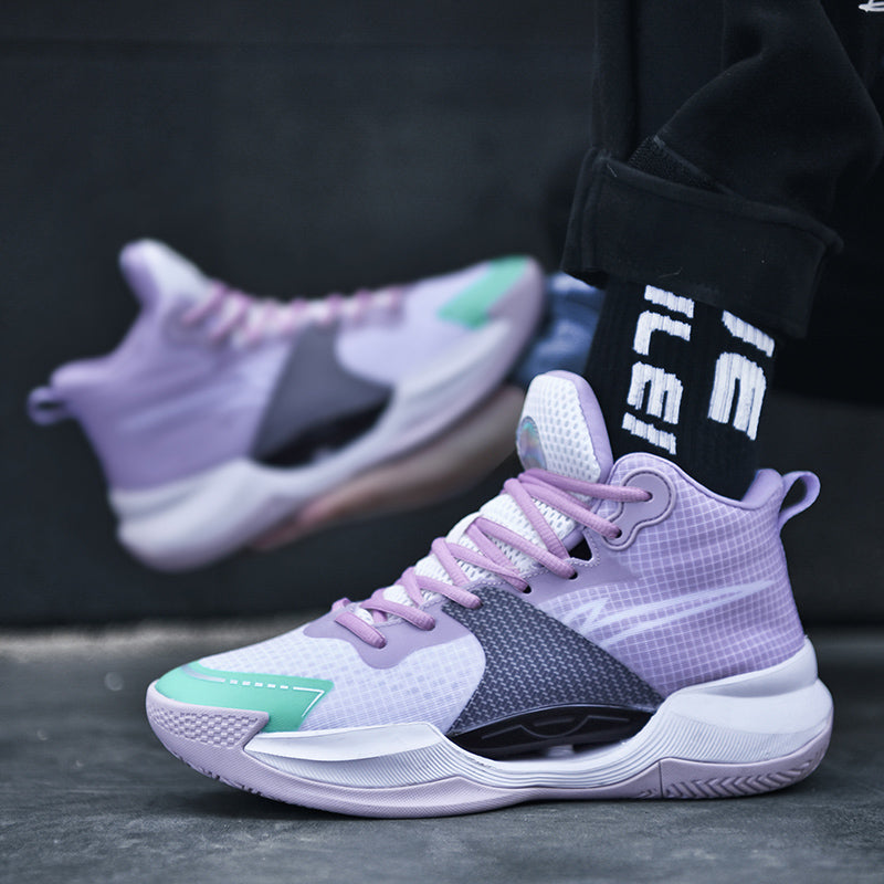 Leuchtende High-Top-Basketballschuhe für Herren, ultraleichte Winter-Mesh-Trainings- und Freizeit-Sneaker | 8012