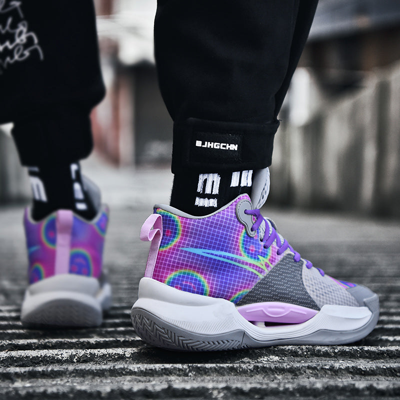 Leuchtende High-Top-Basketballschuhe für Herren, ultraleichte Winter-Mesh-Trainings- und Freizeit-Sneaker | 8012