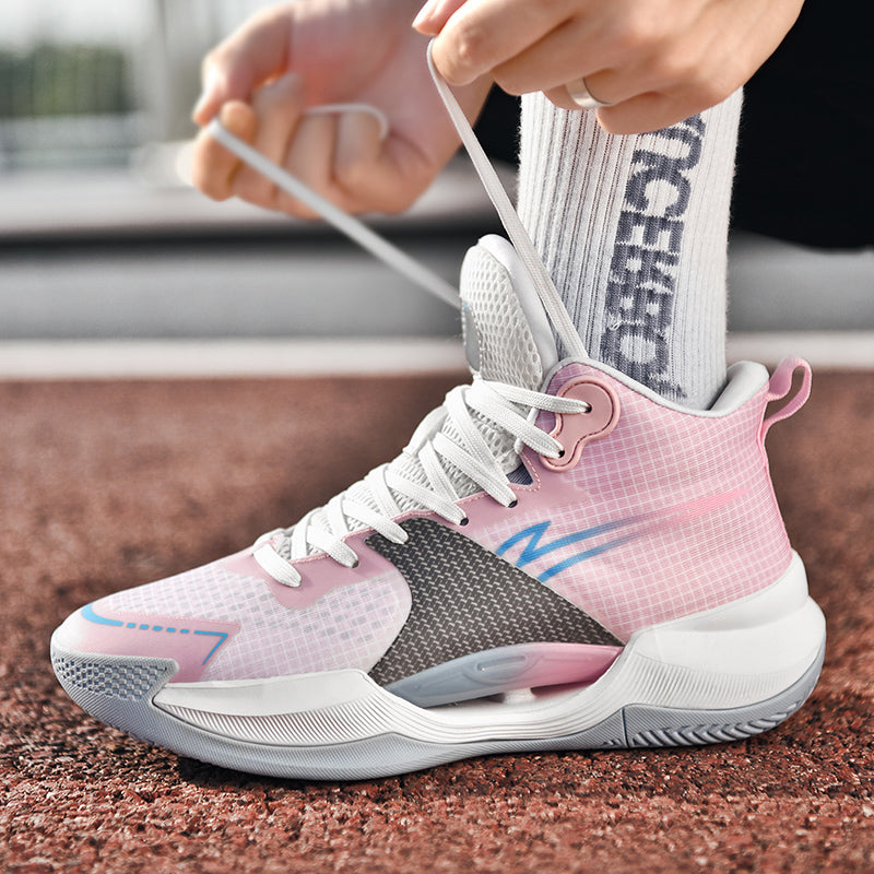 Leuchtende High-Top-Basketballschuhe für Herren, ultraleichte Winter-Mesh-Trainings- und Freizeit-Sneaker | 8012