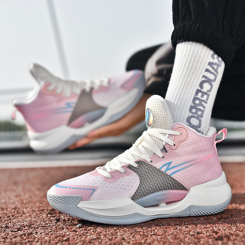 Leuchtende High-Top-Basketballschuhe für Herren, ultraleichte Winter-Mesh-Trainings- und Freizeit-Sneaker | 8012