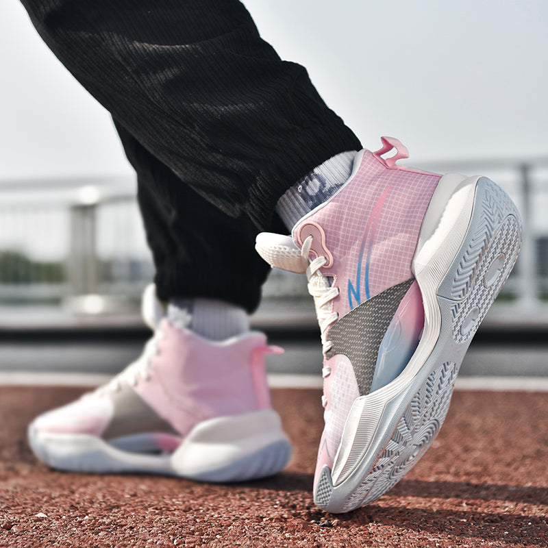 Leuchtende High-Top-Basketballschuhe für Herren, ultraleichte Winter-Mesh-Trainings- und Freizeit-Sneaker | 8012