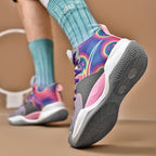 Leuchtende High-Top-Basketballschuhe für Herren, ultraleichte Winter-Mesh-Trainings- und Freizeit-Sneaker | 8012