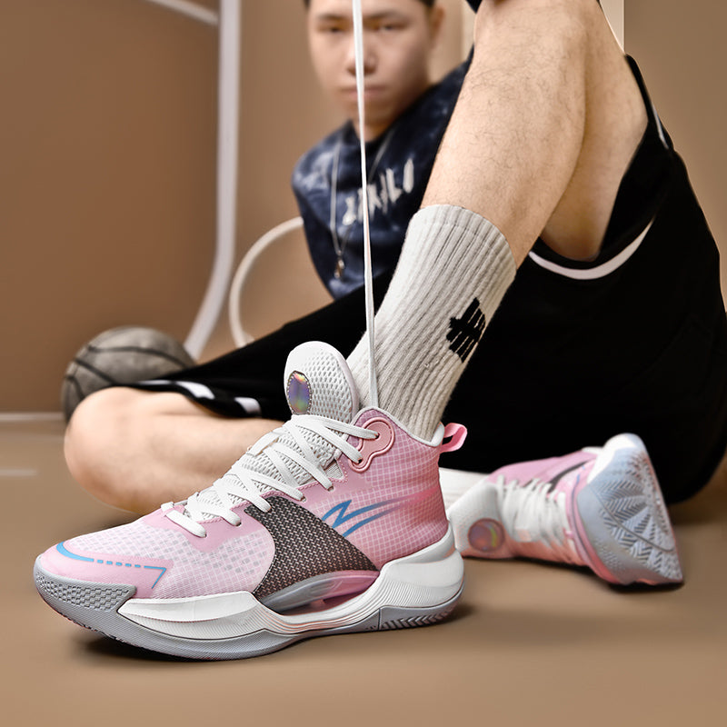 Leuchtende High-Top-Basketballschuhe für Herren, ultraleichte Winter-Mesh-Trainings- und Freizeit-Sneaker | 8012